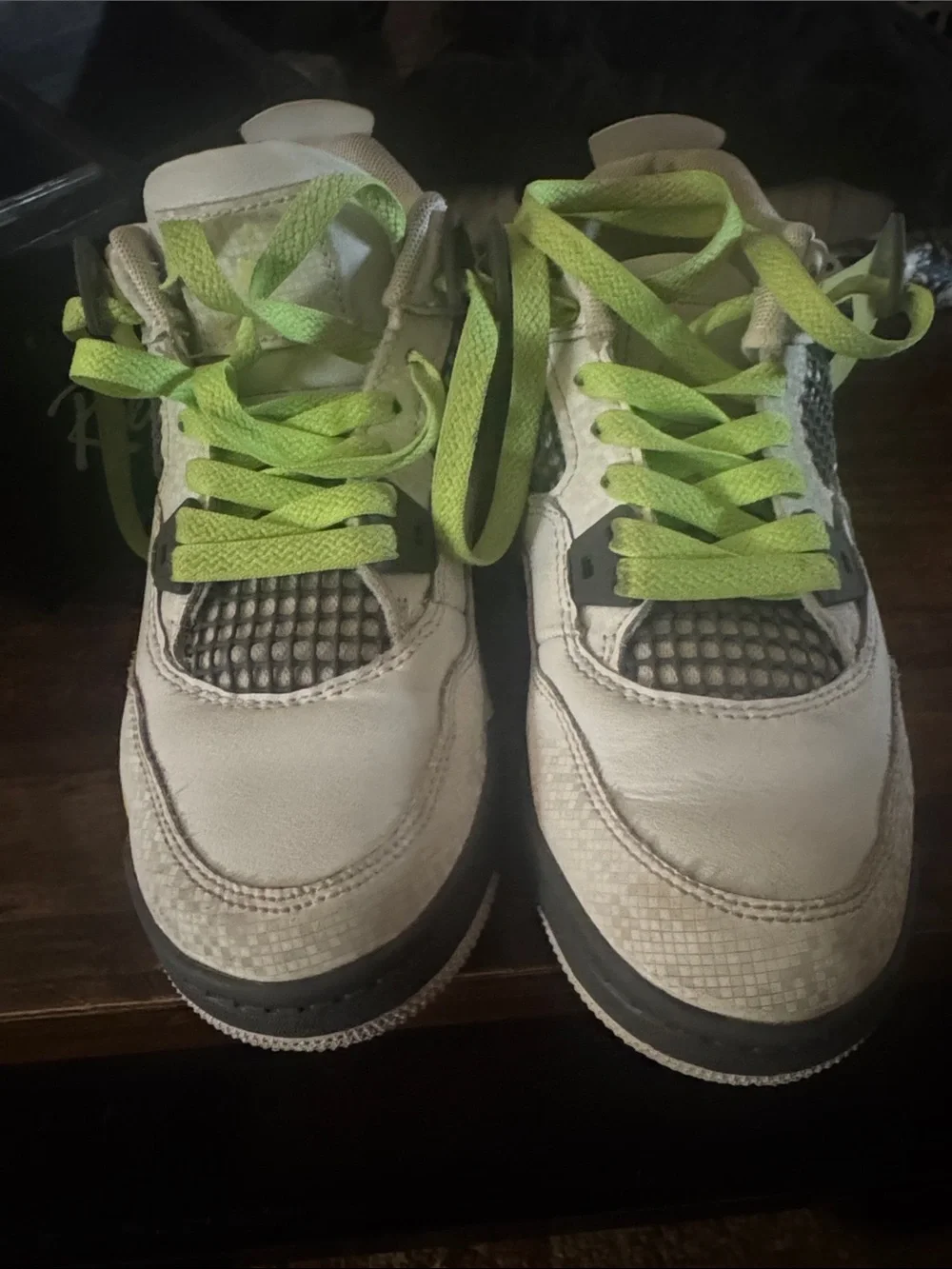 Jordan Kids White and Neon Green Lace-Up Sneakers